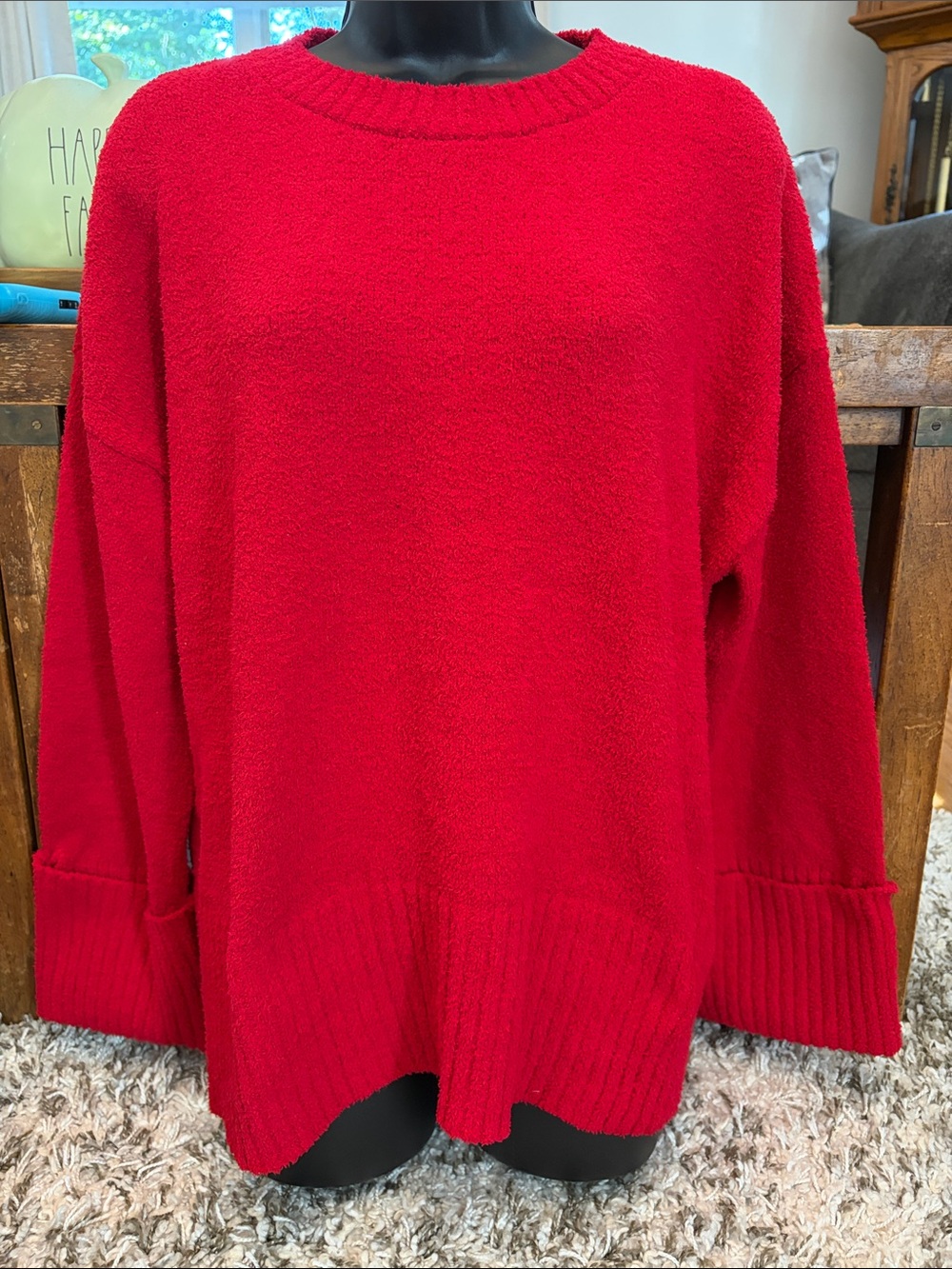 SHEIN Women's Red Crewneck Sweater - Cozy Everyday Knit size Small